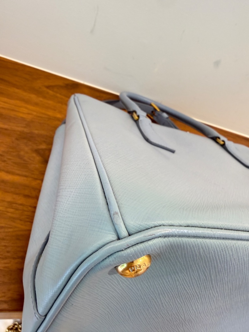 Prada Saffiano Small Galleria Double Zip Tote in Blue - Picture 15 of 15